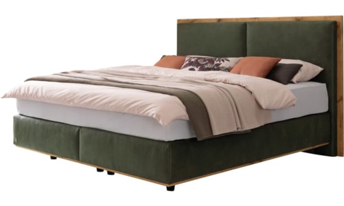 Bett Libra in Holz-Leder Kombination