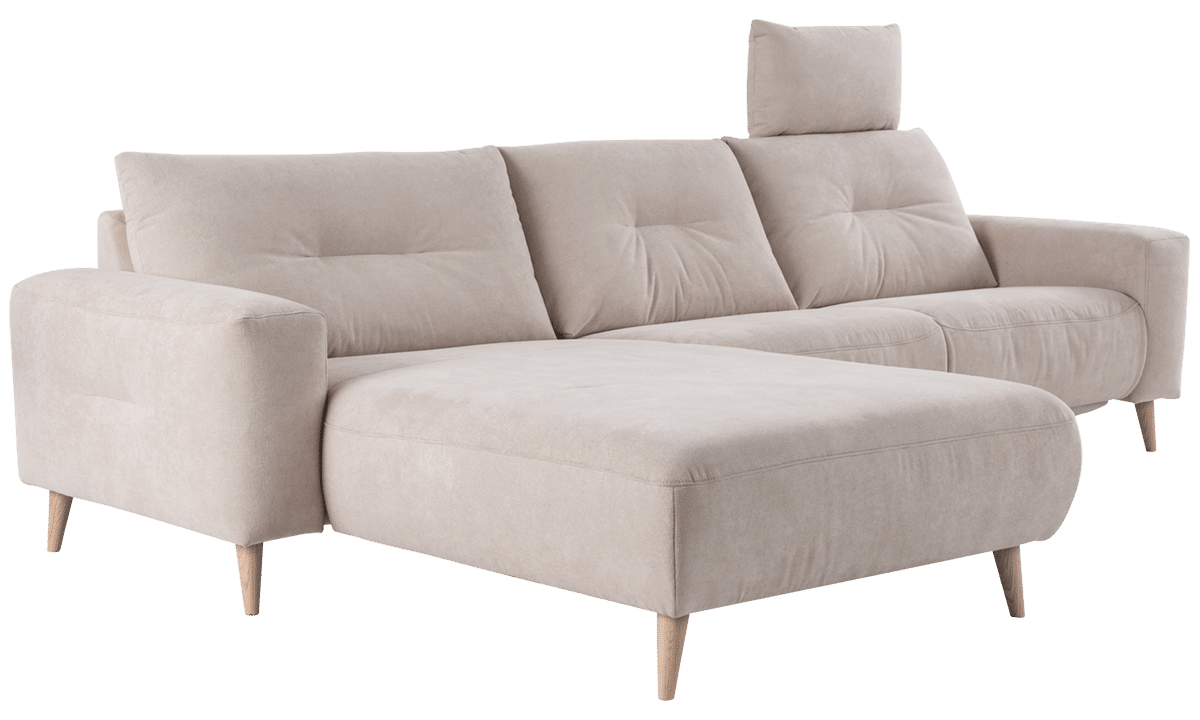 beiges Sofa ALIKA von ADA Möbel mit Holzfüßen im Scandi Stil