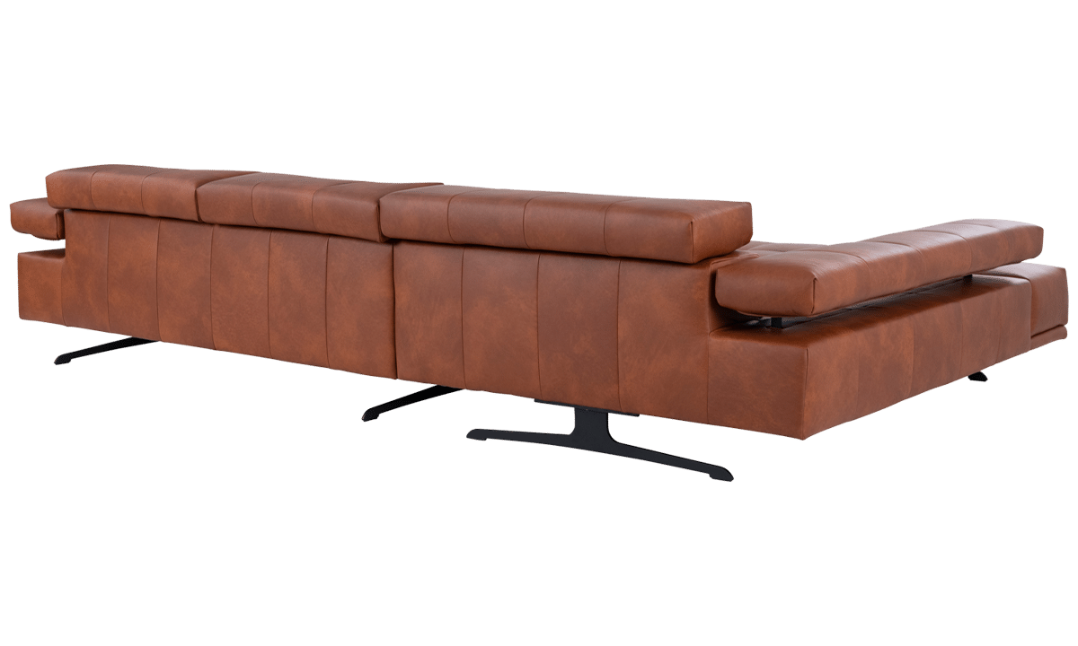 Sofa RAIMO in rot braunem Leder von ADA Möbel mit Nackenverstellung und Vorziehbank