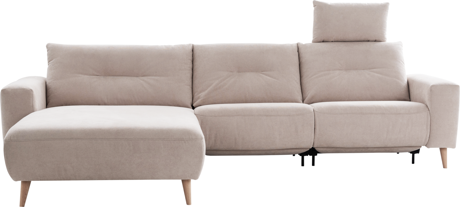 beige sofa ALIKA by ADA Möbel with wooden feet in Scandi style