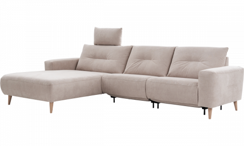 beige sofa ALIKA by ADA Möbel with wooden feet in Scandi style