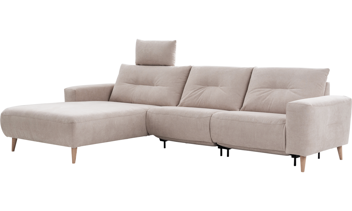 beige sofa ALIKA by ADA Möbel with wooden feet in Scandi style