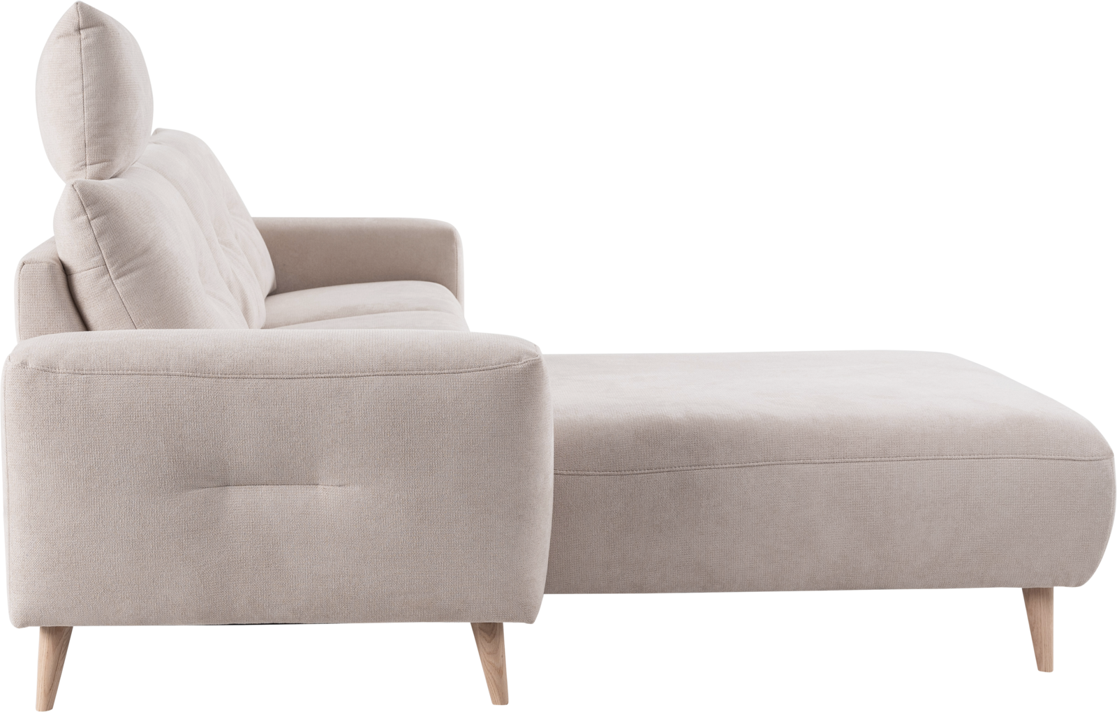 beige sofa ALIKA by ADA Möbel with wooden feet in Scandi style
