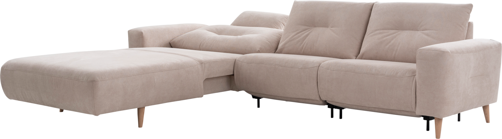 beige sofa ALIKA by ADA Möbel with wooden feet in Scandi style with reclining surface
